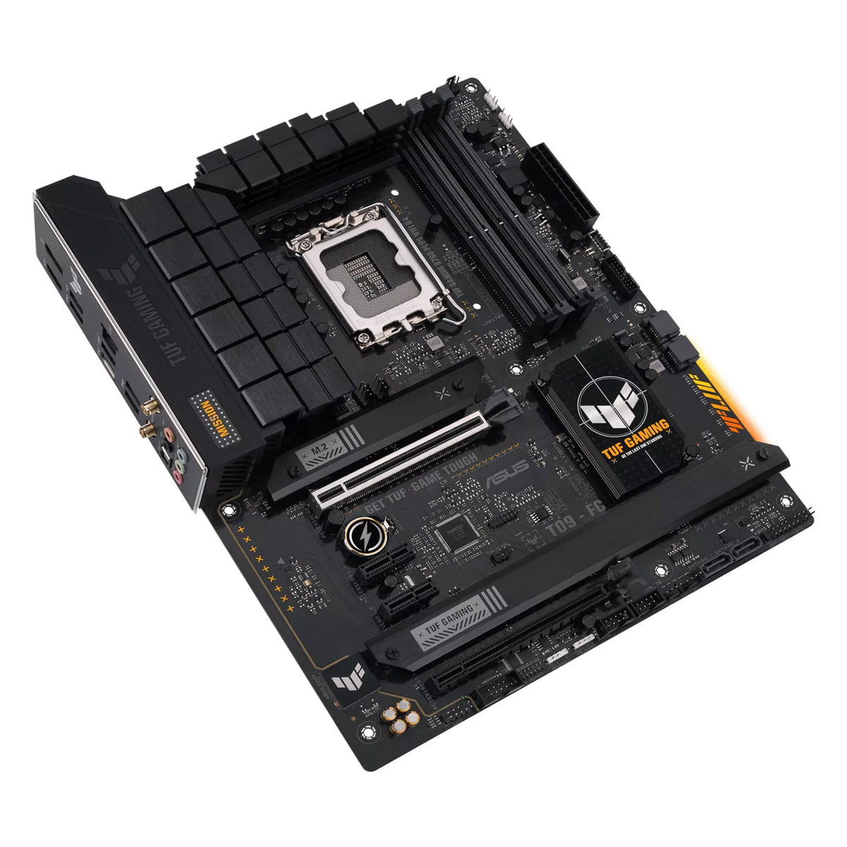 ASUS TUF GAMING B760-PLUS WIFI D4 — vue produit 4 sur fond blanc carré — réf. 90MB1DF0-M1EAY0