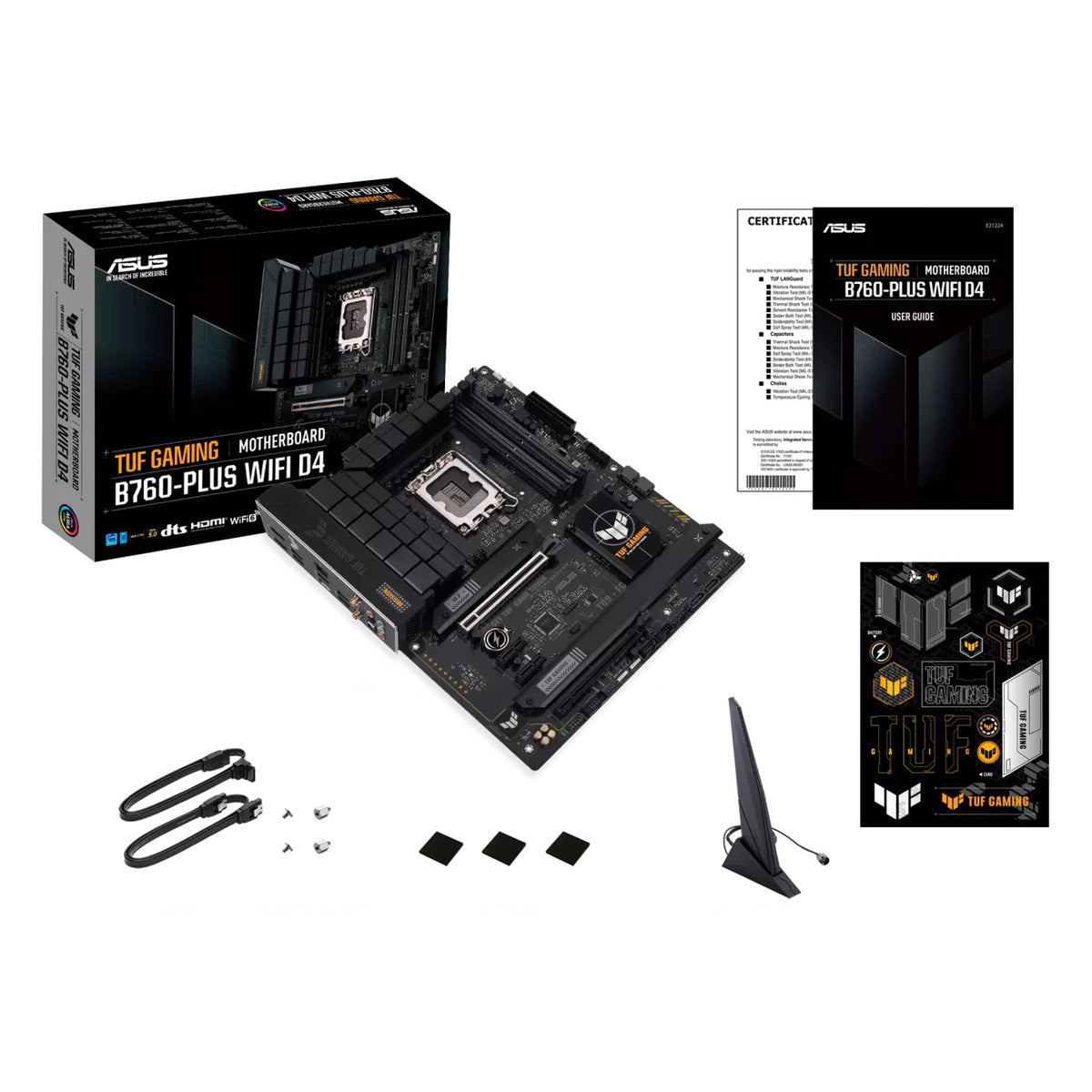 ASUS TUF GAMING B760-PLUS WIFI D4 — vue produit 7 sur fond blanc carré — réf. 90MB1DF0-M1EAY0