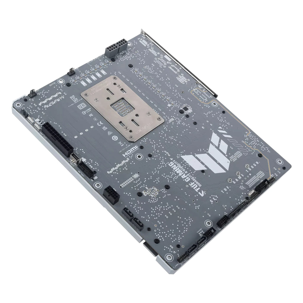 ASUS TUF GAMING B850-BTF WIFI W — vue arrière sur fond blanc carré — réf. 90MB1KW0-M0EAY0