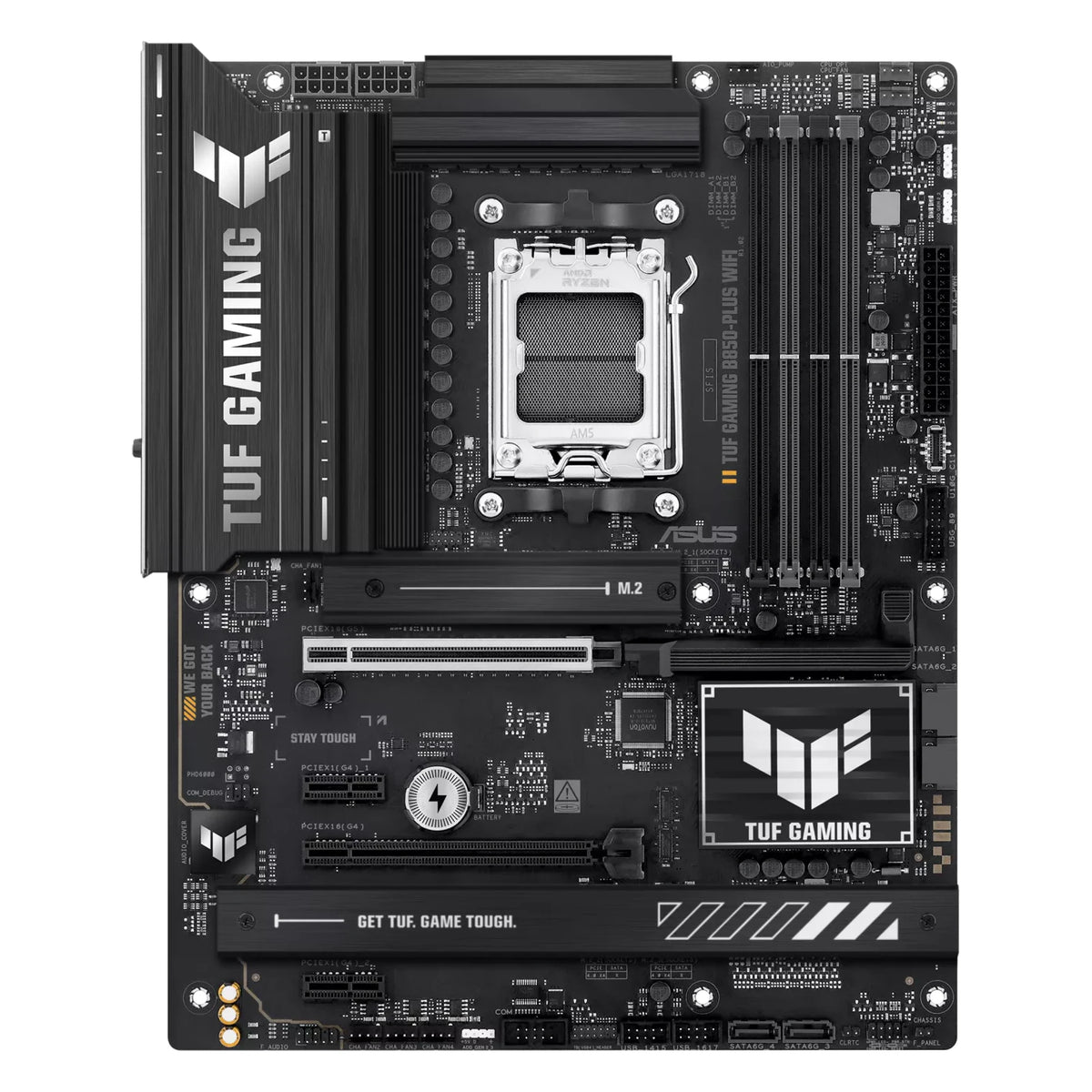 ASUS TUF GAMING B850-PLUS WIFI — vue principale sur fond blanc carré — réf. 90MB1J30-M0EAY0