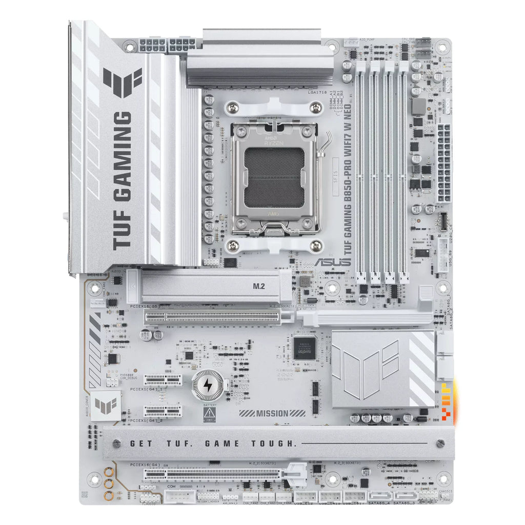 ASUS TUF GAMING B850-PRO WIFI7 W NEO — vue principale sur fond blanc carré — réf. 90MB1NW0-M0EAY0