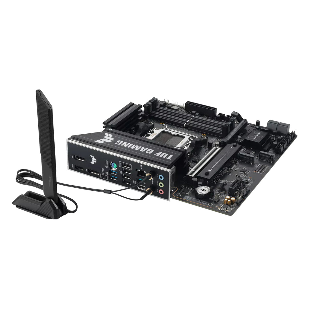 ASUS TUF GAMING B850M-E WIFI — vue produit 6 sur fond blanc carré — réf. 90MB1LS0-M0EAY0