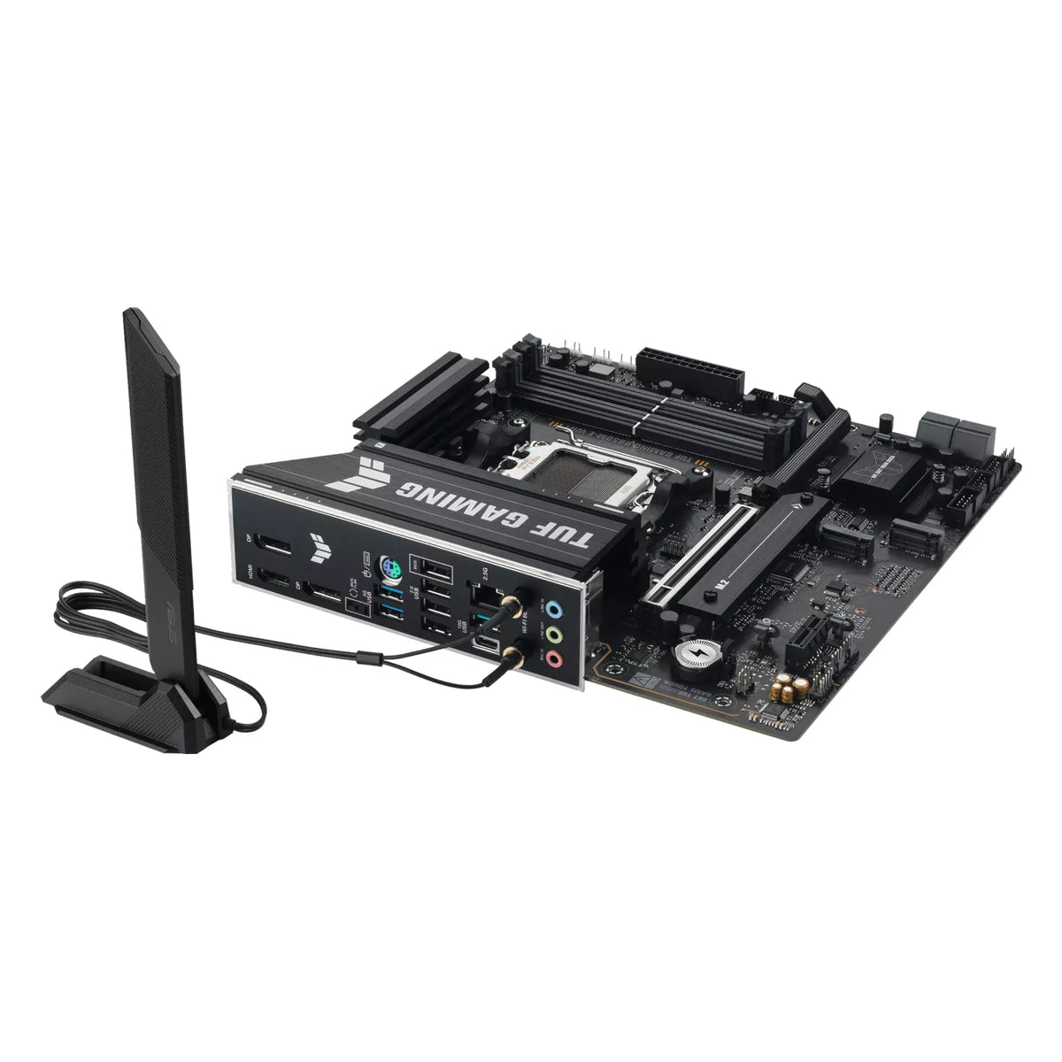 ASUS TUF GAMING B850M-E WIFI — vue produit 6 sur fond blanc carré — réf. 90MB1LS0-M0EAY0