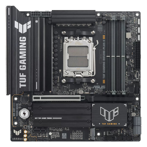 ASUS TUF GAMING B850M-PLUS II — vue principale sur fond blanc carré — réf. 90MB1MT0-M0EAY0