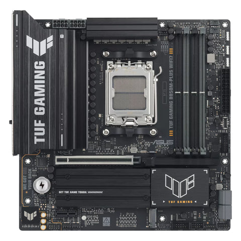 ASUS TUF GAMING B850M-PLUS WIFI7 — vue principale sur fond blanc carré — réf. 90MB1MU0-M0EAY0