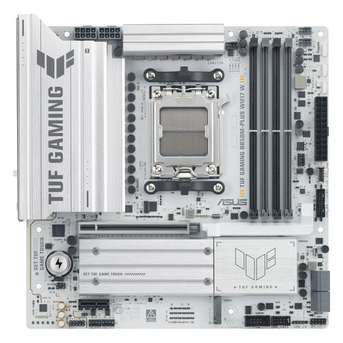 ASUS TUF GAMING B850M-PLUS WIFI7 W — vue principale sur fond blanc carré — réf. 90MB1MD0-M0EAY0