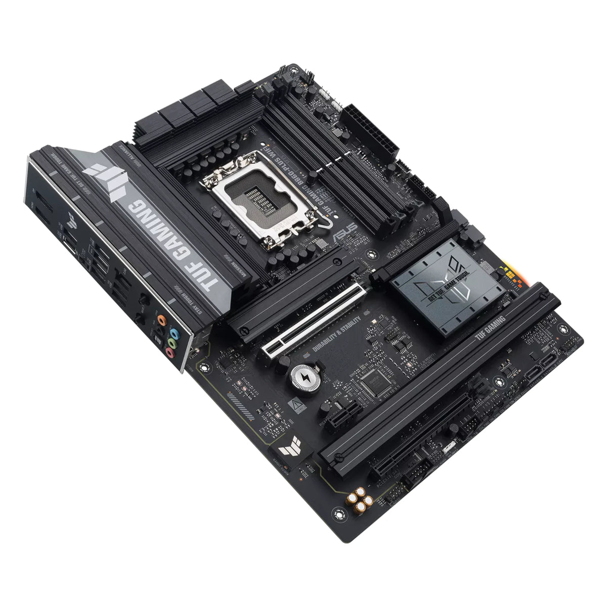 ASUS TUF GAMING B860-PLUS WIFI — vue produit 4 sur fond blanc carré — réf. 90MB1JL0-M0EAY0