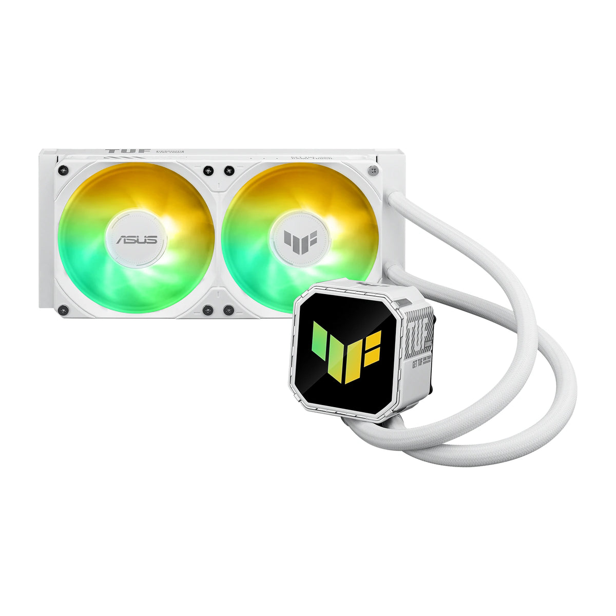 ASUS TUF Gaming LC III 240 ARGB Blanc — vue principale du watercooling AIO sur fond blanc carré — réf. 90RC01J2-B0EAY0
