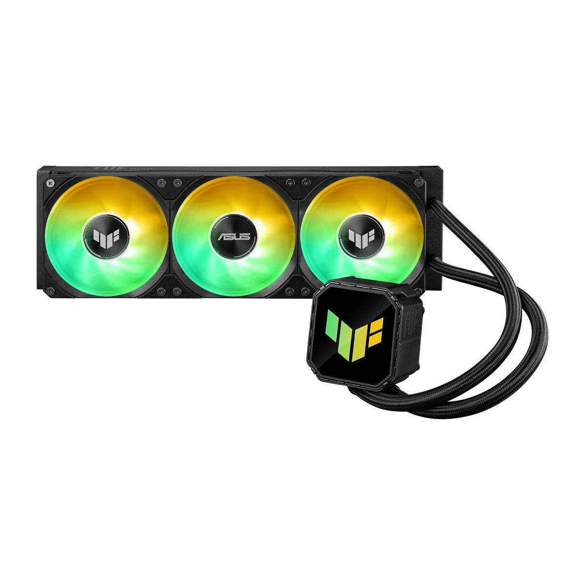 ASUS TUF Gaming LC III 360 ARGB Noir — vue principale du watercooling AIO sur fond blanc carré — réf. 90RC0191-B0EAY0