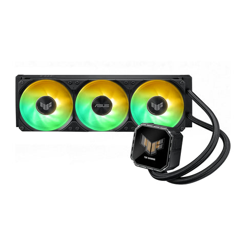 ASUS TUF Gaming LC III 360 ARGB LCD Noir — vue principale du watercooling AIO sur fond blanc carré — réf. 90RC01A1-B0EAY0