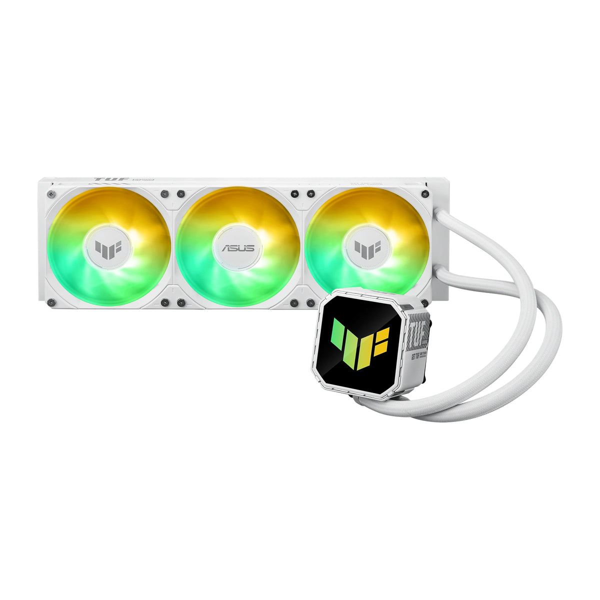 ASUS TUF Gaming LC III 360 ARGB Blanc — vue principale du watercooling AIO sur fond blanc carré — réf. 90RC0192-B0EAY0