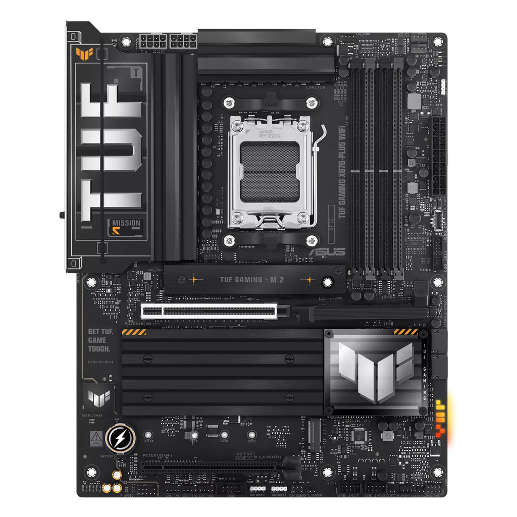 ASUS TUF GAMING X870-PLUS WIFI — vue principale sur fond blanc carré — réf. 90MB1IU0-M0EAY0