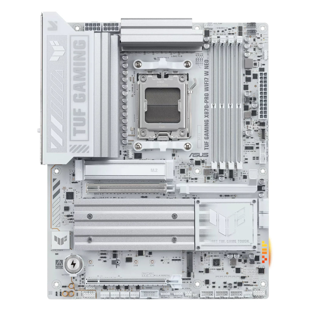 ASUS TUF GAMING X870-PRO WIFI7 W NEO — vue principale sur fond blanc carré — réf. 90MB1NY0-M0EAY0