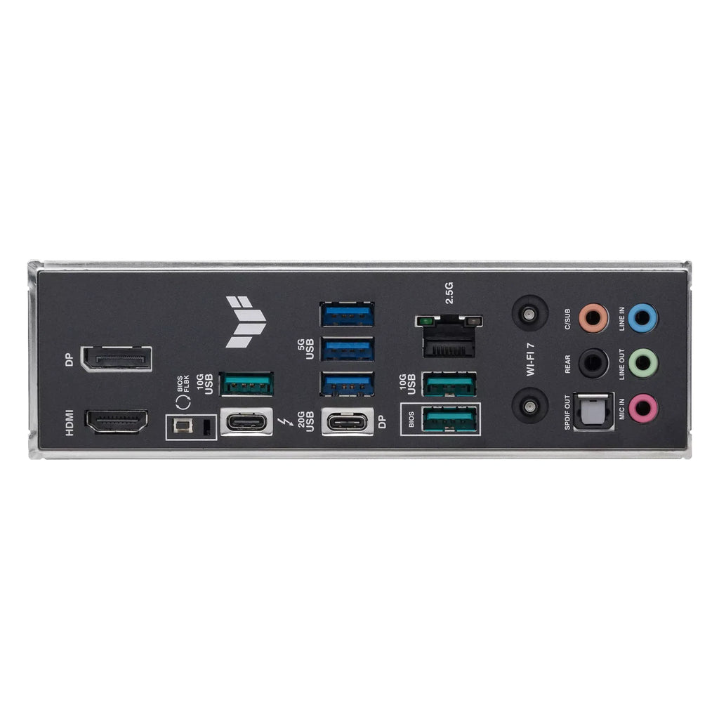 ASUS TUF GAMING Z890-PLUS WIFI — connectique arrière sur fond blanc carré — réf. 90MB1IQ0-M0EAY0