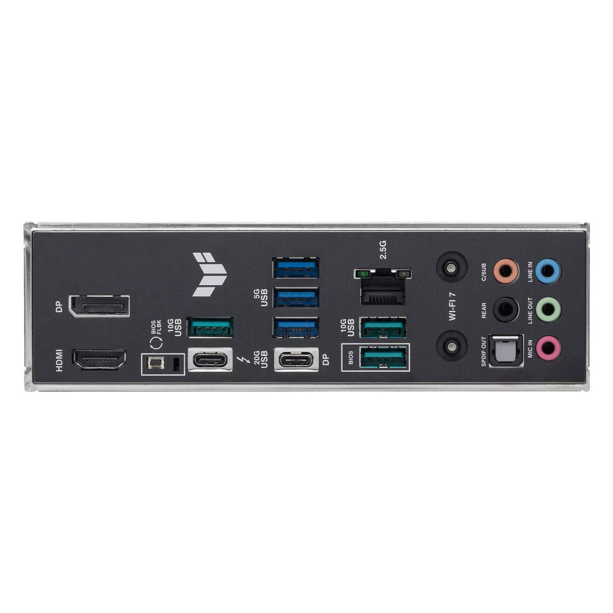 ASUS TUF GAMING Z890-PLUS WIFI — connectique arrière sur fond blanc carré — réf. 90MB1IQ0-M0EAY0