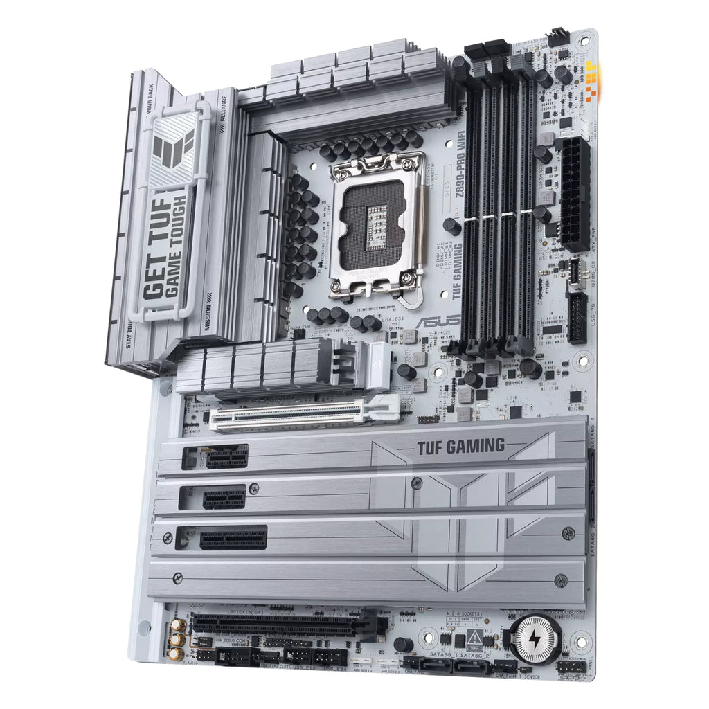 ASUS TUF GAMING Z890-PRO WIFI — vue en perspective à 60 degrés sur fond blanc carré — réf. 90MB1IR0-M0EAY0