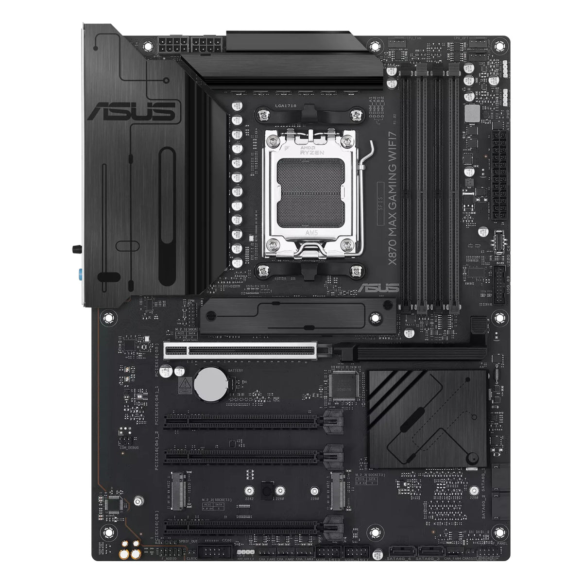 ASUS X870 MAX GAMING WIFI7 — vue principale sur fond blanc carré — réf. 90MB1LY0-M0EAY0