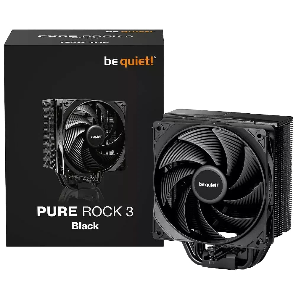 be quiet! Pure Rock 3 Black — vue produit 5 du ventirad CPU sur fond blanc — réf. BK039
