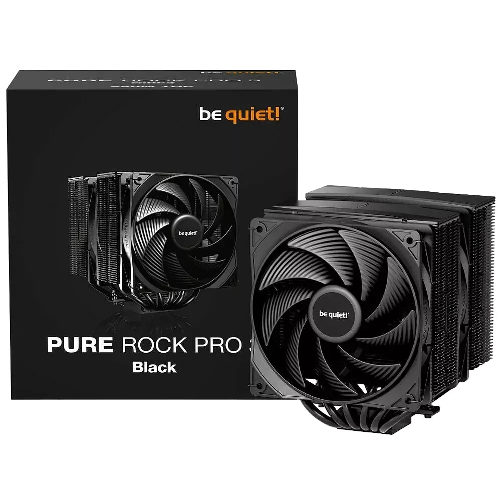 be quiet! Pure Rock Pro 3 Black — vue produit 5 du ventirad CPU sur fond blanc — réf. BK042