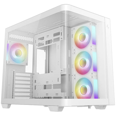 DeepCool CG530U 4F WH ATX boîtier panoramique en verre incurvé Blanc — vue principale