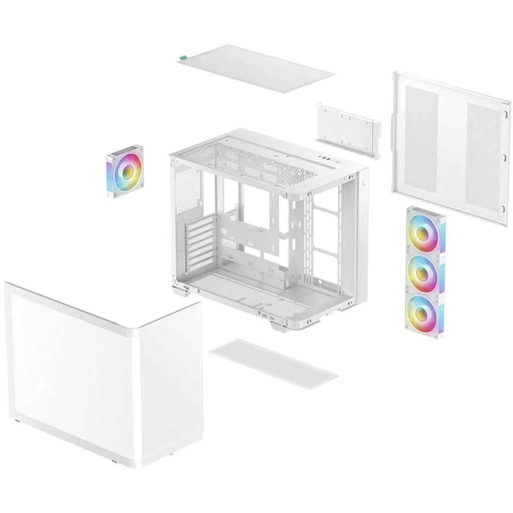 DeepCool CG530U 4F WH ATX boîtier panoramique en verre incurvé Blanc — vue 8