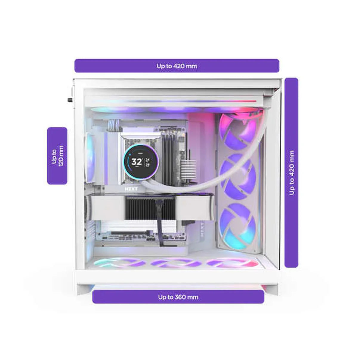 NZXT H9 FLOW RGB All Blanc Moyen Tour CM-H92FW-R1 — vue 4