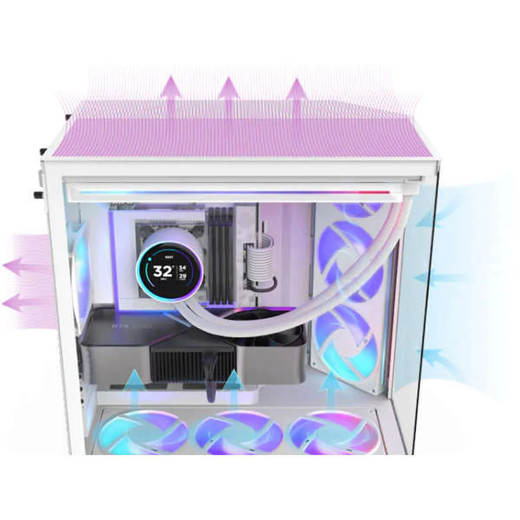 NZXT H9 FLOW RGB+ All Blanc Moyen Tour CM-H92FW-P1 — vue 3