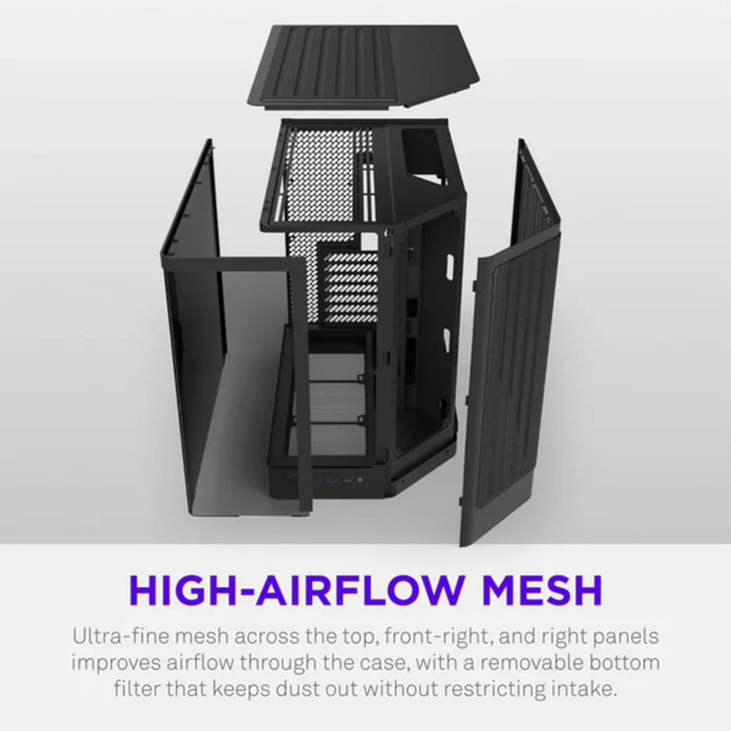 NZXT H6 2026 Moyen Tour Airflow fenêtre en verre — Noir — vue 6