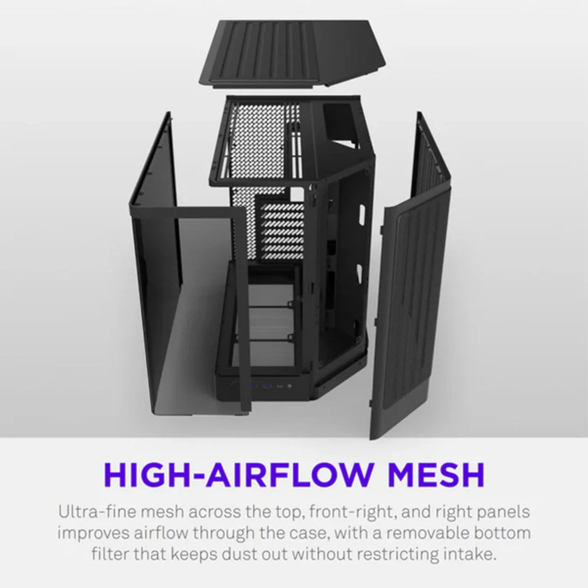NZXT H6 2026 Moyen Tour Airflow fenêtre en verre — Noir — vue 6