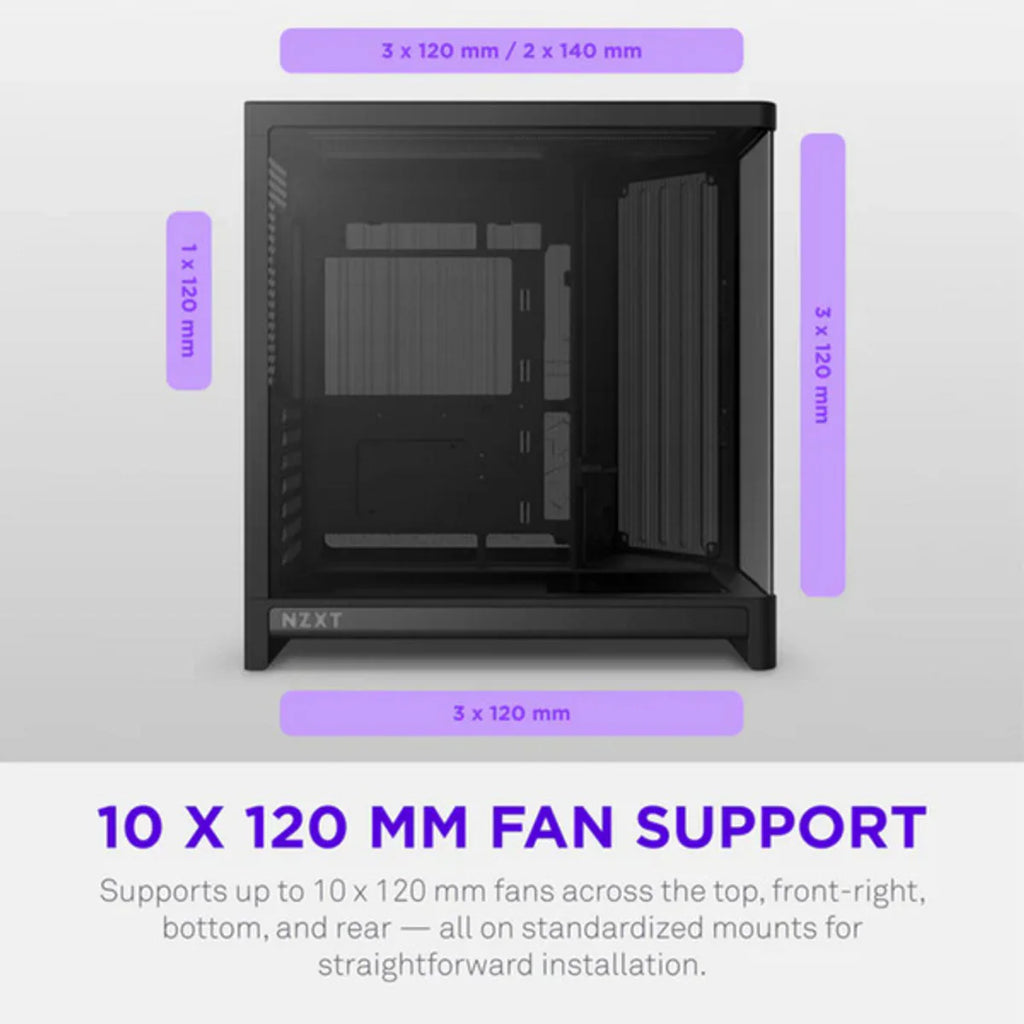 NZXT H6 2026 Moyen Tour Airflow fenêtre en verre — Noir — vue 7