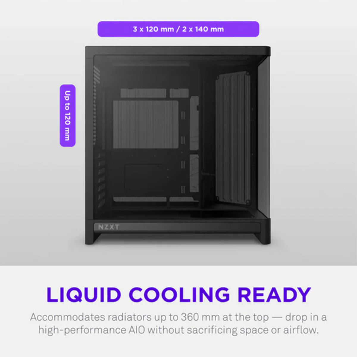 NZXT H6 2026 Moyen Tour Airflow fenêtre en verre — Noir — vue 8