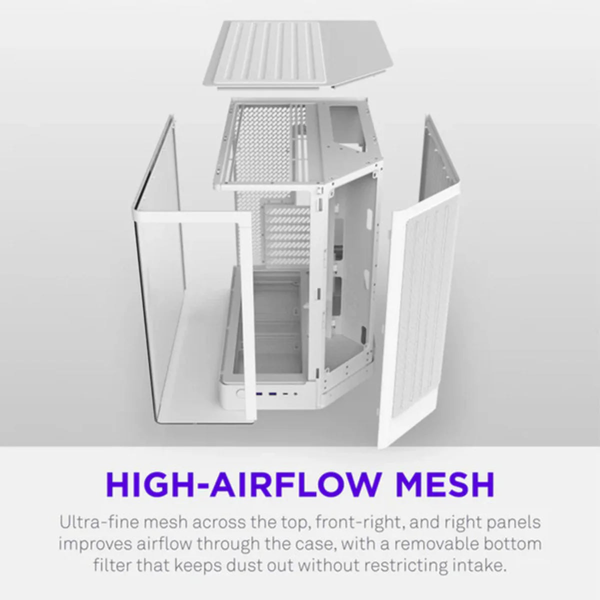 NZXT H6 2026 Moyen Tour Airflow fenêtre en verre — Blanc — vue 6