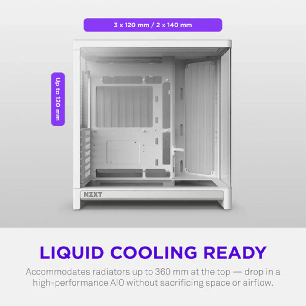 NZXT H6 2026 Moyen Tour Airflow fenêtre en verre — Blanc — vue 8