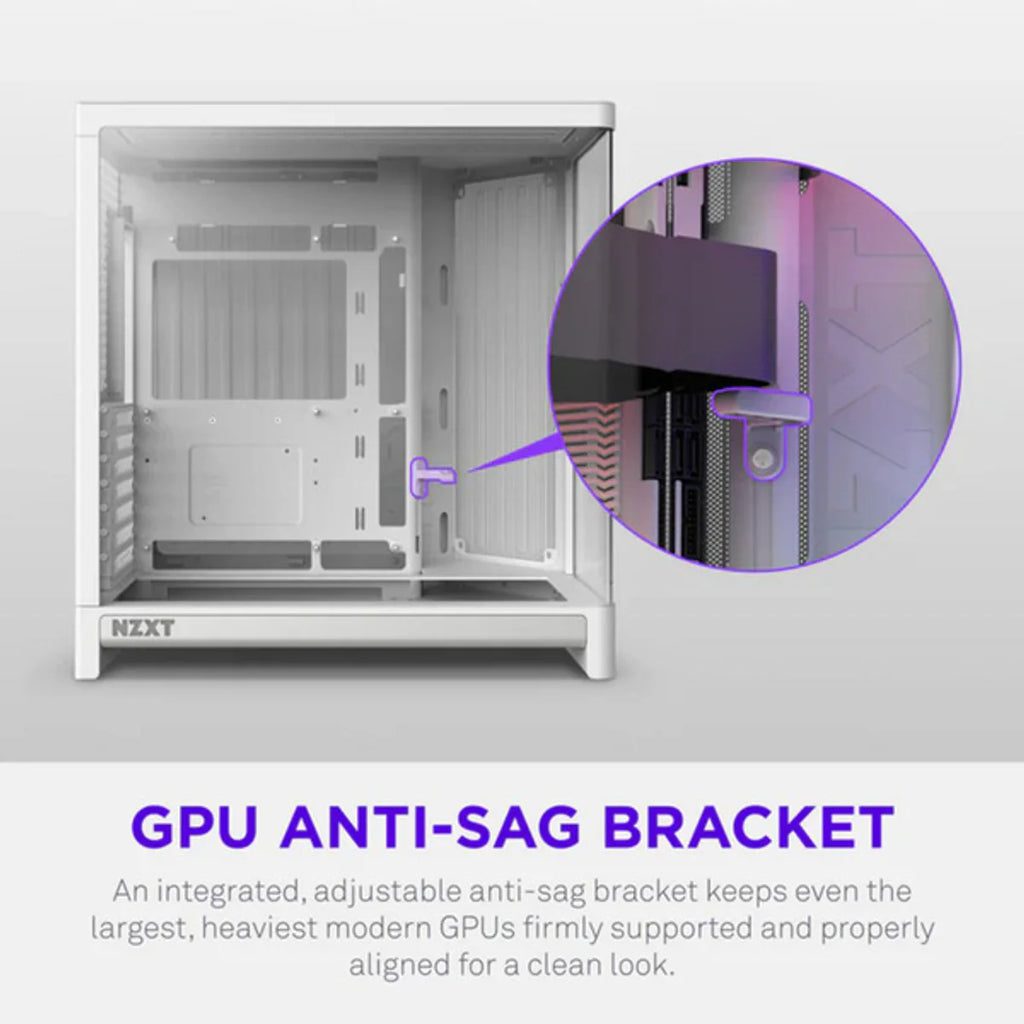 NZXT H6 2026 Moyen Tour Airflow fenêtre en verre — Blanc — vue 9