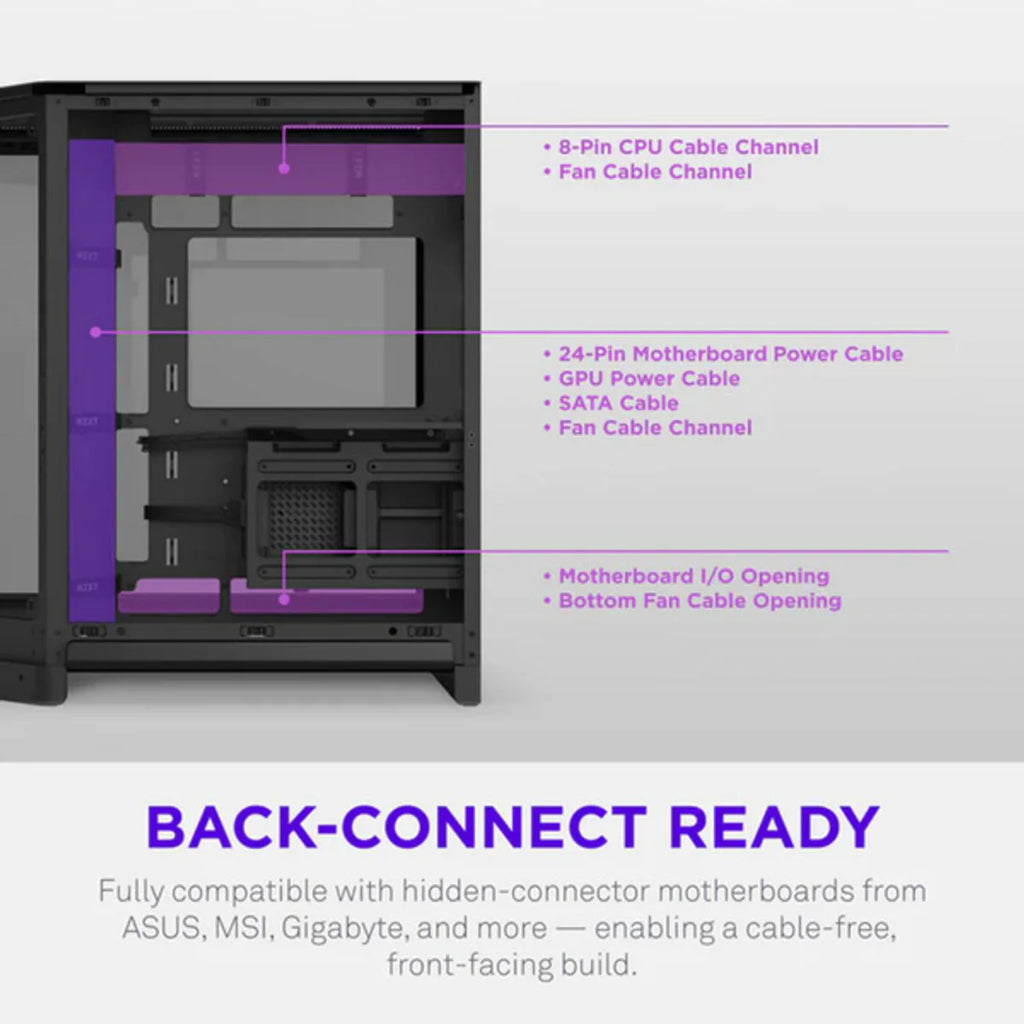 NZXT H6 RGB+ 2026 Moyen Tour Airflow fenêtre en verre — Noir — vue 10