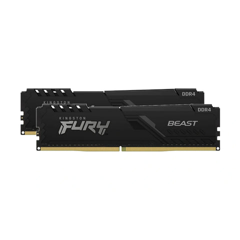 Kingston FURY Beast 16 Go (2×8 Go) DDR4-3600 CL17 Noir — KF436C17BBK2/16 – vue principale carrée sur fond blanc montrant les 2 barrettes du kit