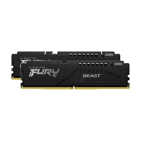 Kingston FURY Beast 16 Go (2×8 Go) DDR5-5600 CL36 Noir — KF556C36BBEK2-16 – vue principale carrée sur fond blanc montrant les 2 barrettes du kit