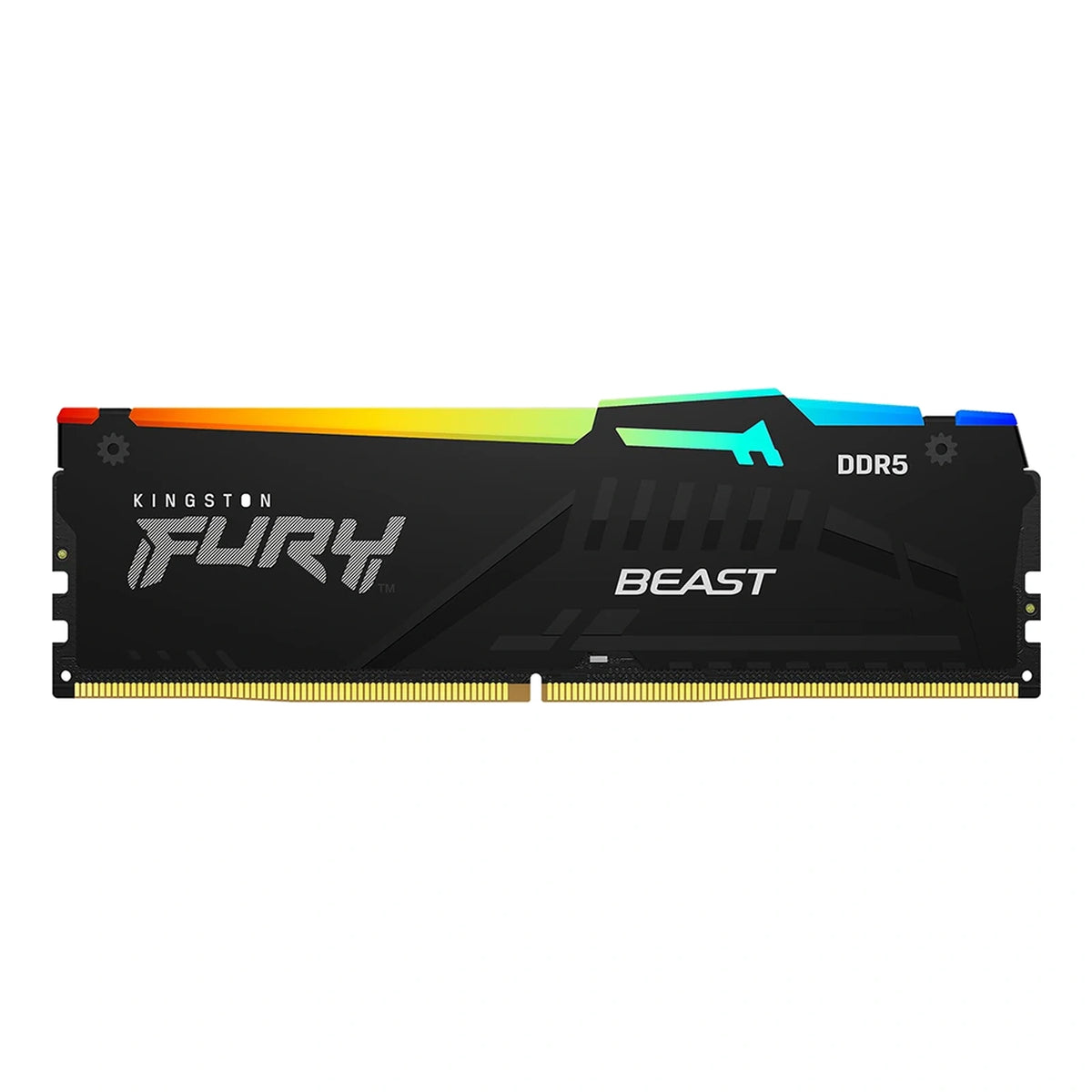 Kingston FURY Beast RGB 16 Go DDR5-6000 CL36 Noir — KF560C36BBE2A-16 – vue principale carrée sur fond blanc montrant une barrette
