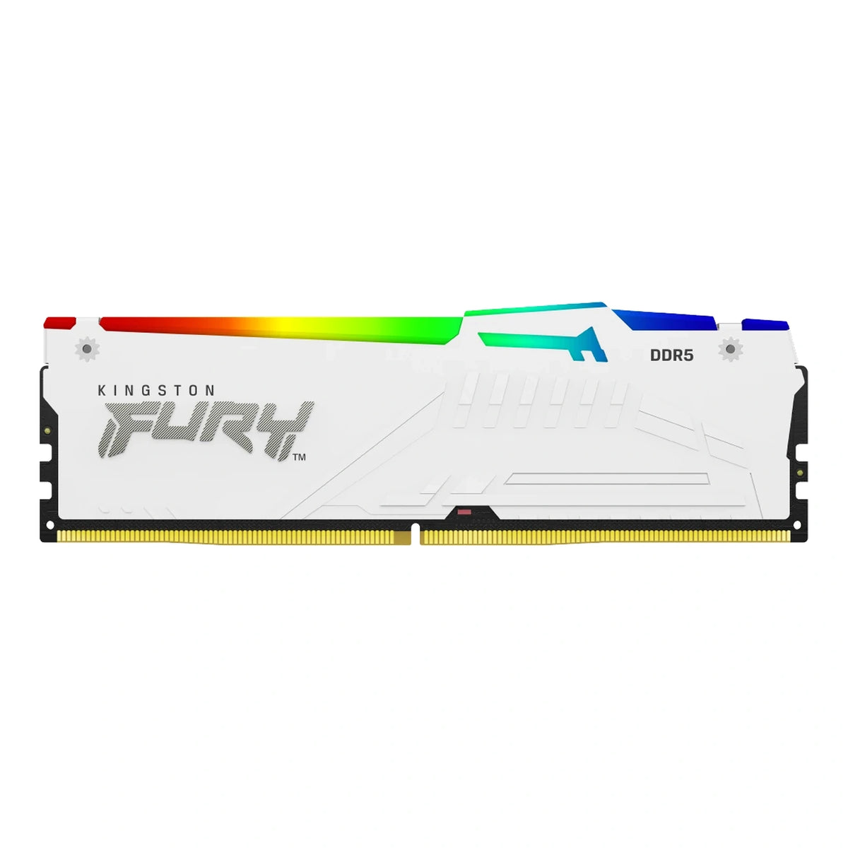Kingston FURY Beast RGB 16 Go DDR5-6400 CL32 Blanc — KF564C32BWEA-16 – vue principale carrée sur fond blanc montrant une barrette