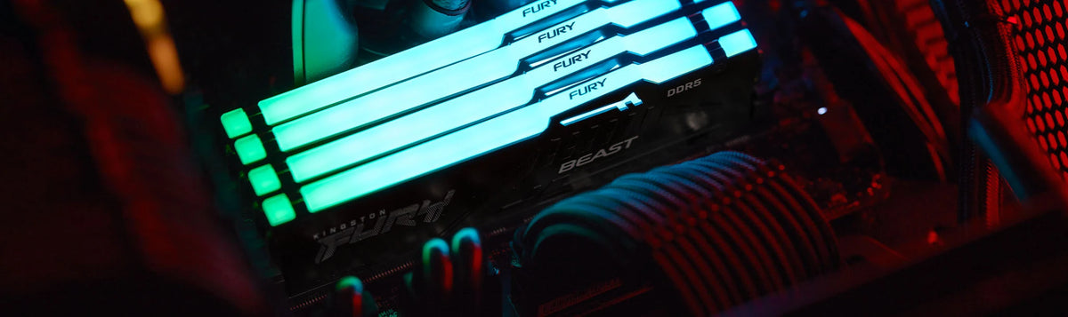 Kingston FURY Beast RGB 8 Go DDR5-5600 CL36 Noir — KF556C36BBEA-8 – Modules Kingston FURY Beast RGB DDR5 synchronisés par Infrared Sync Technology