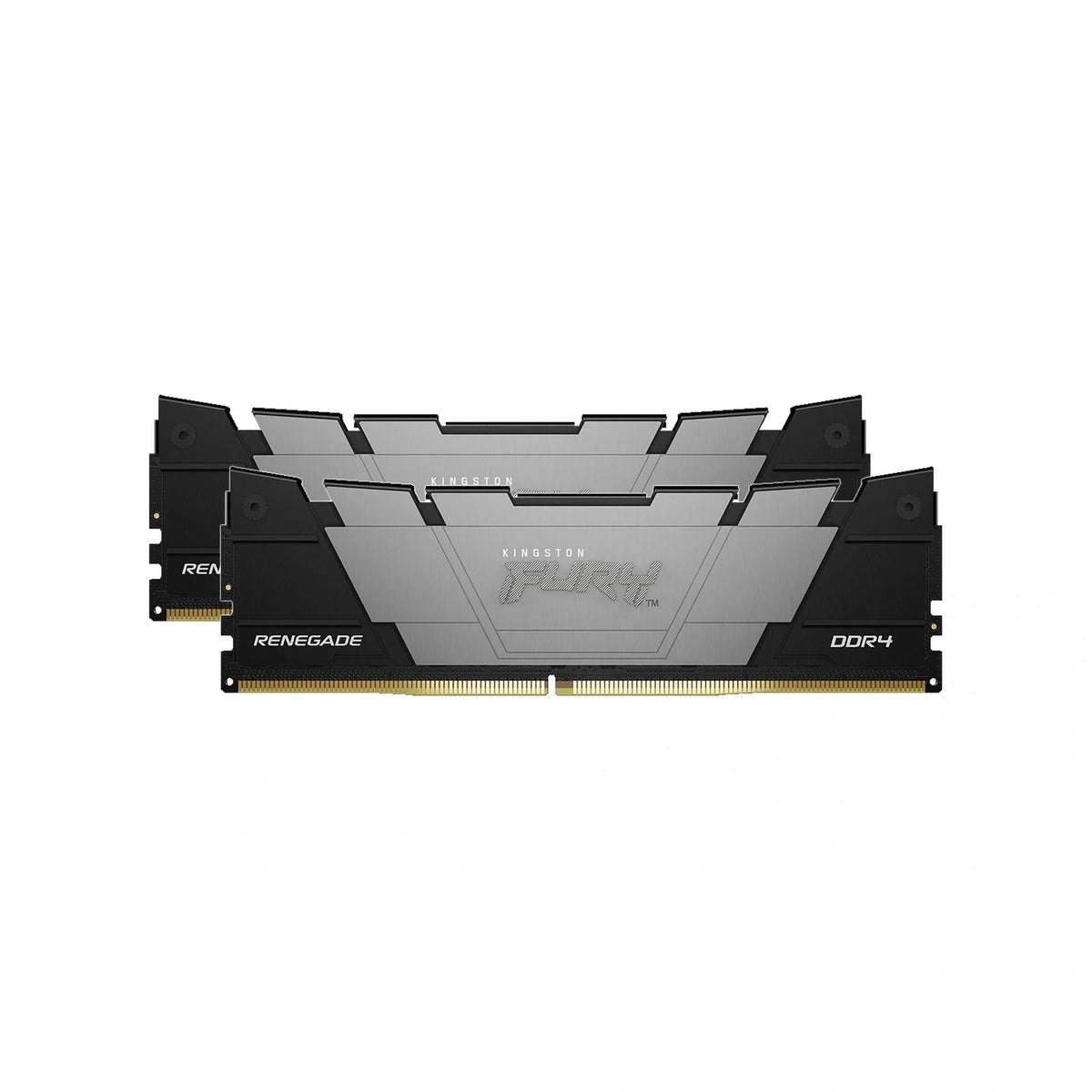 Kingston FURY Renegade 32 Go (2×16 Go) DDR4-3600 CL16 Noir — KF436C16RB12K2/32 – vue principale carrée sur fond blanc montrant les 2 barrettes du kit