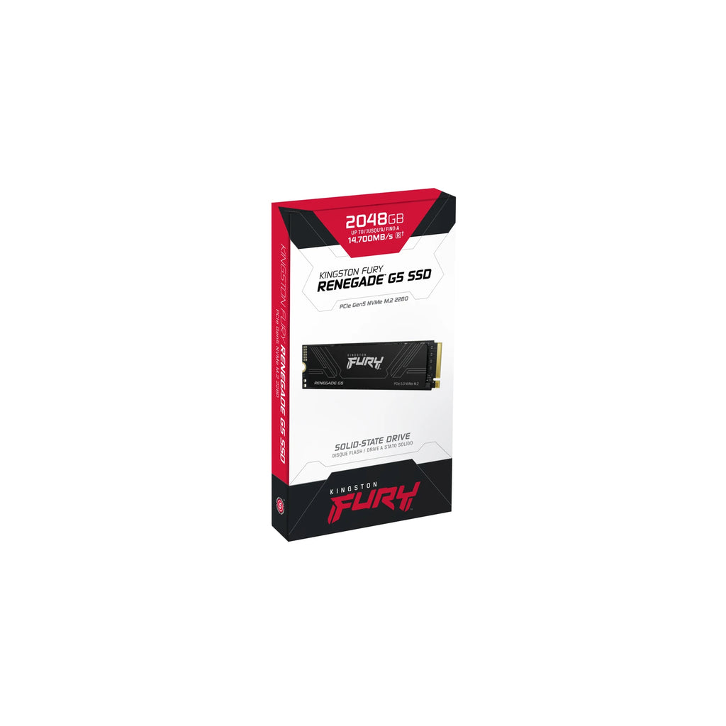 Kingston FURY Renegade G5 2 To — vue de l’emballage 1 du SSD sur fond blanc carré — réf. SFYR2S/2T0