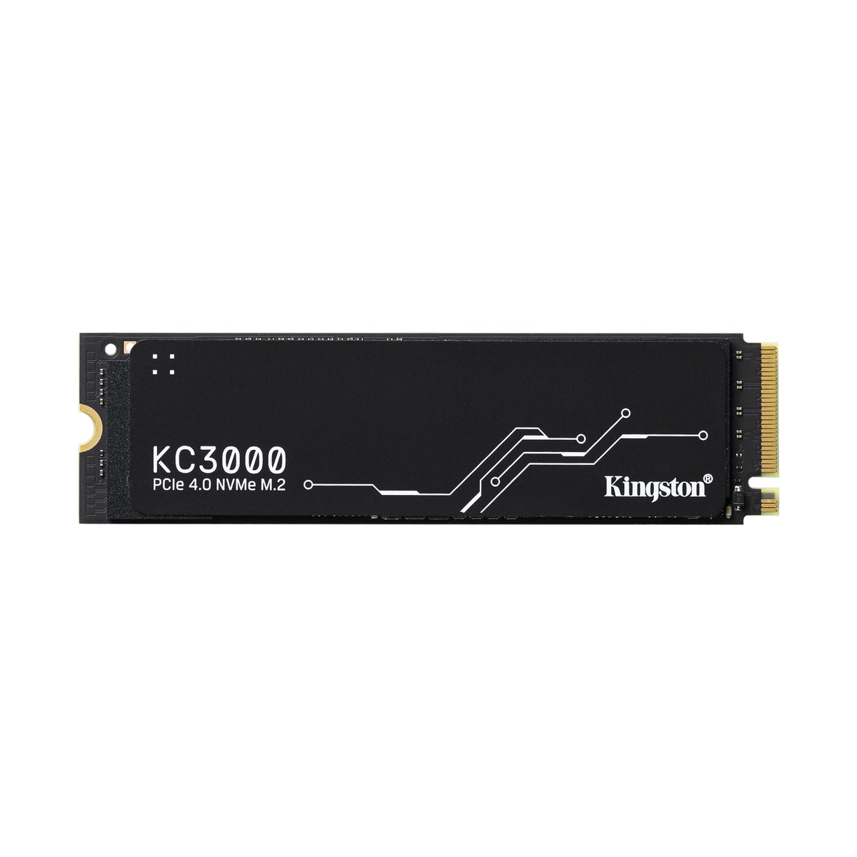 Kingston KC3000 2 To — vue principale du SSD sur fond blanc carré — réf. SKC3000D/2048G