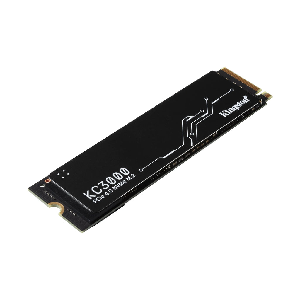 Kingston KC3000 2 To — vue produit 3 du SSD sur fond blanc carré — réf. SKC3000D/2048G