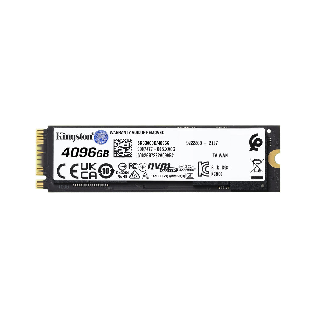 Kingston KC3000 4 To — vue produit 2 du SSD sur fond blanc carré — réf. SKC3000D/4096G