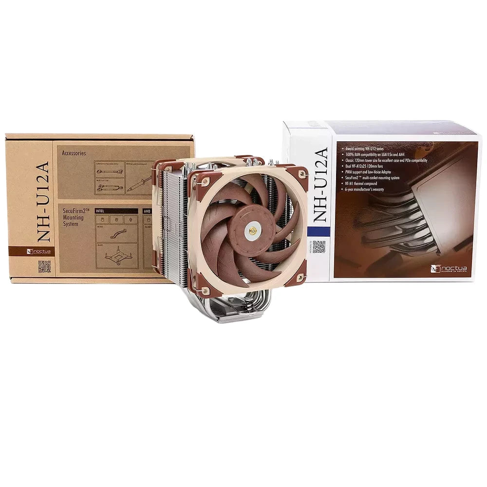 Noctua NH-U12A — vue produit 4 du ventirad CPU sur fond blanc — réf. NH-U12A