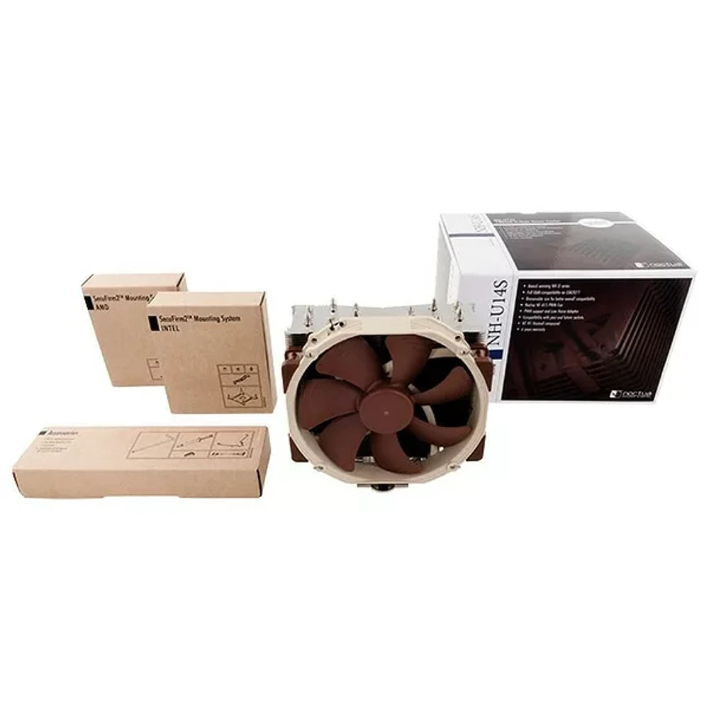 Noctua NH-U14S — vue produit 4 du ventirad CPU sur fond blanc — réf. NH-U14S