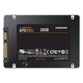 Samsung 870 EVO 250 Go — vue arrière du SSD SATA 2,5 pouces sur fond blanc carré — réf. MZ-77E250B/EU