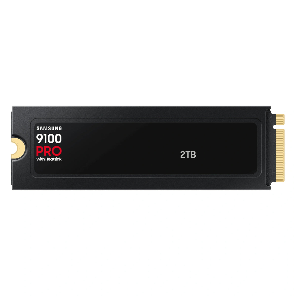 Samsung 9100 PRO 2 To avec dissipateur — vue arrière avec dissipateur du SSD M.2 NVMe PCIe 5.0 x4 sur fond blanc carré — réf. MZ-VAP2T0CW