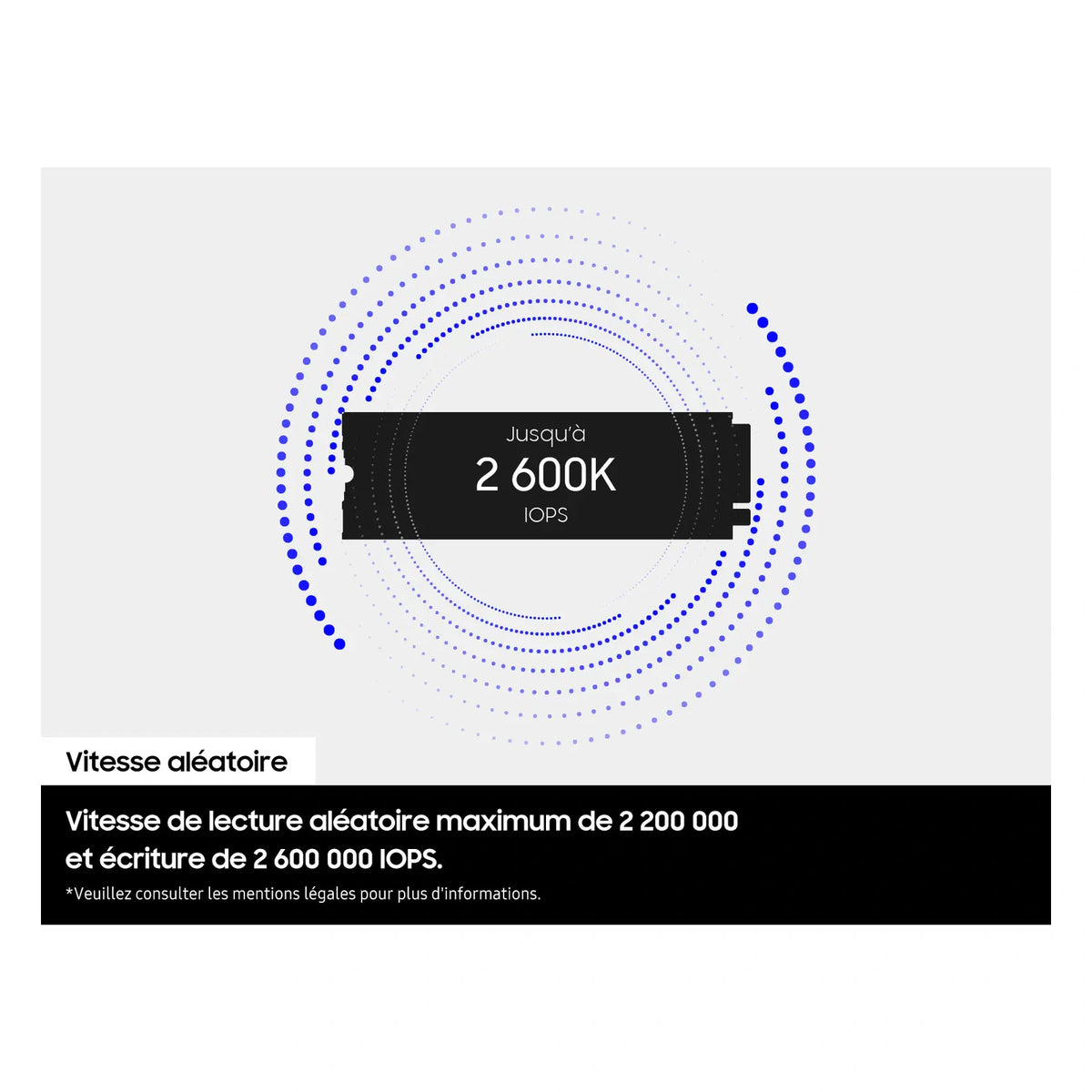 Samsung 9100 PRO 2 To avec dissipateur — performances aléatoires du SSD M.2 NVMe PCIe 5.0 x4 sur fond blanc carré — réf. MZ-VAP2T0CW